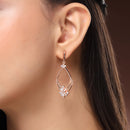 Rose Gold Plated Teardrop Shaped White American Diamond Studded Drop Earrings