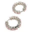 Rhodium Plated Silver Toned Pink American Diamond Embellished Hoop Earrings