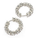 Rhodium Plated Silver Toned White American Diamond Embellished Hoop Earrings