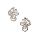 Rhodium-Plated with Silver-Toned Pink and White Cubic Zirconia & American Diamond studded Necklace and Drop Earrings Jewellery Set