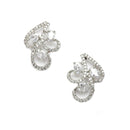 Rhodium-Plated with Silver-Toned White Cubic Zirconia & American Diamond studded Necklace and Drop Earrings Jewellery Set