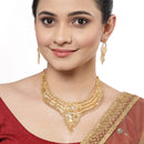 Gold-Plated Handcrafted Intricate Textured Necklace and Earrings Jewellery Set