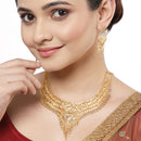 Gold-Plated Handcrafted Intricate Textured Necklace and Earrings Jewellery Set