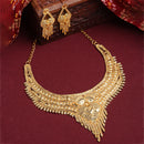 Gold-Plated Handcrafted Intricate Textured Necklace and Earrings Jewellery Set