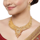 Gold-Plated Handcrafted Intricate Textured Necklace and Earrings Jewellery Set