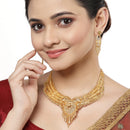 Gold-Plated Handcrafted Intricate Textured Necklace and Earrings Jewellery Set