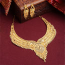 Gold-Plated Handcrafted Intricate Textured Necklace and Earrings Jewellery Set