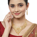 Gold-Plated Handcrafted Intricate Textured Necklace and Earrings Jewellery Set