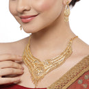 Gold-Plated Handcrafted Intricate Textured Necklace and Earrings Jewellery Set