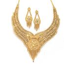 Gold-Plated Handcrafted Intricate Textured Necklace and Earrings Jewellery Set