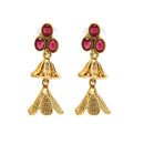 Gold-Plated Red Artificial Stones Studded and Beads Beaded Jewellery Set