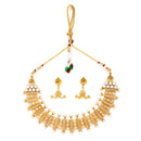 Gold-Plated White Pearls Studded and Beaded Jewellery Set