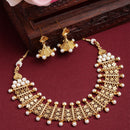 Gold-Plated White Pearls Studded and Beaded Jewellery Set