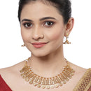 Gold-Plated Lakshmi Coin Necklace with White Pearls Studded and Beaded Jewellery Set