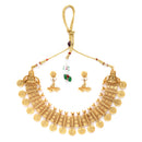 Gold-Plated Lakshmi Coin Necklace with White Pearls Studded and Beaded Jewellery Set