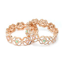 Rose Gold Plated Set Of 2  Traditional Kundan Studded Floral Design Bangle Set