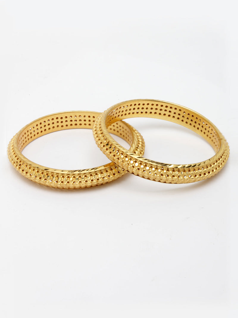 Gold Plated Classic Design Set Of 2 Traditional Bangle Set