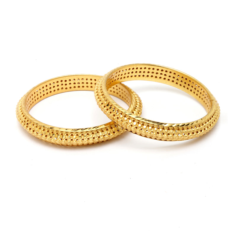 Gold Plated Classic Design Set Of 2 Traditional Bangle Set