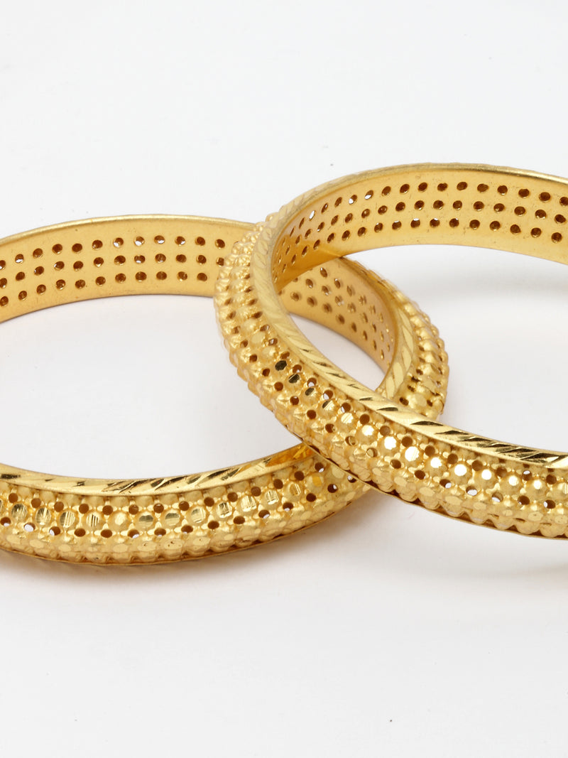 Gold Plated Classic Design Set Of 2 Traditional Bangle Set
