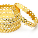 Gold Plated Leaf Design Set Of 4 Traditional Stylish Bangle Set