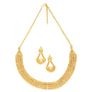 Gold-Plated Textured With Intricate Detailing Necklace With Earrings Set