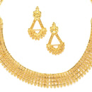 Gold-Plated Textured With Intricate Detailing Necklace With Earrings Set
