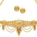 Stylish Gold-Plated Jewellery Set with Flower Shaped Earrings
