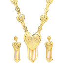 Gold-Plated Heart Shaped Necklace With Ring & Earring
