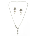 Rhodium-Plated with Silver-Tone Silver CZ Studded Handcrafted Jewellery Set