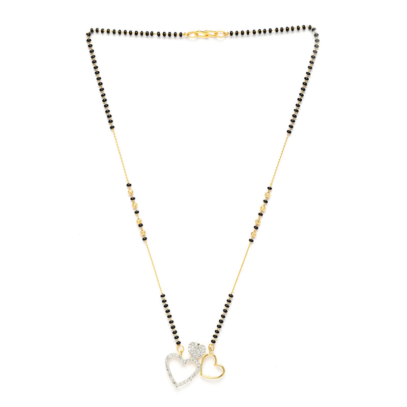 Heart Sharped Designer Gold Plated Mangalsutra Style  Pendant Jewellery For Women