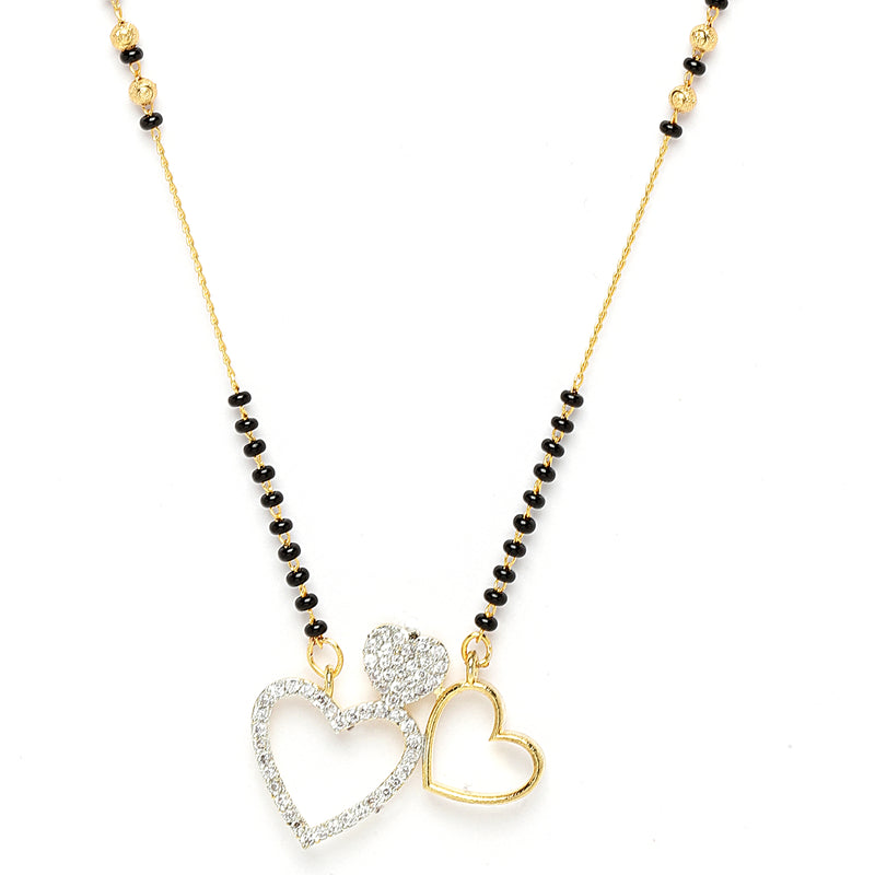 Heart Sharped Designer Gold Plated Mangalsutra Style  Pendant Jewellery For Women