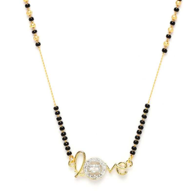 Heart Sharped Designer Gold Plated Mangalsutra Style  Pendant Jewellery For Women