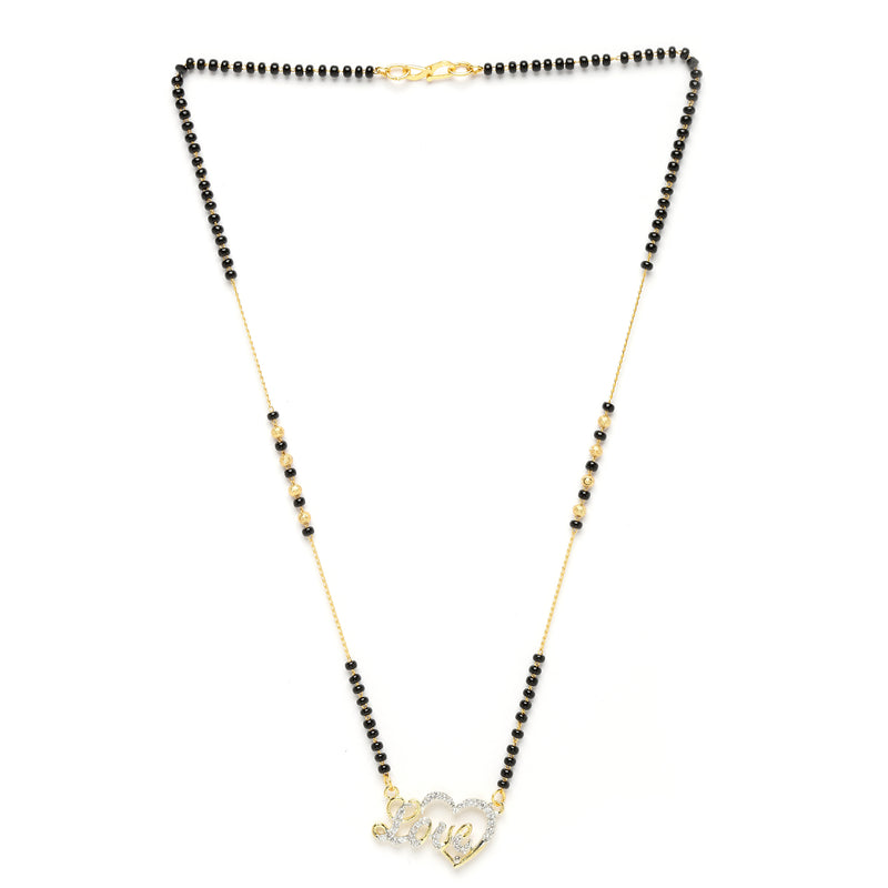 Heart Sharped Designer Gold Plated Mangalsutra Style  Pendant Jewellery For Women