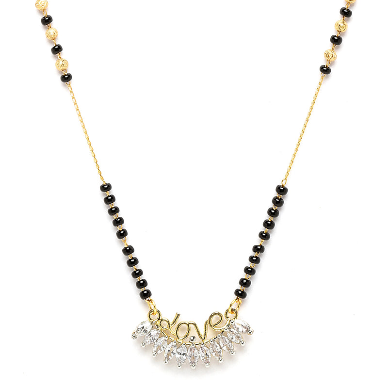 Heart Sharped Designer Gold Plated Mangalsutra Style  Pendant Jewellery For Women