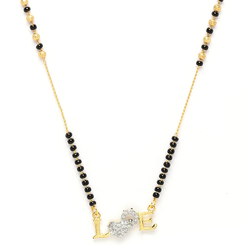 Heart Sharped Designer Gold Plated Mangalsutra Style  Pendant Jewellery For Women