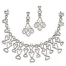 Rhodium-Plated Pink American Diamond Studded Quirky Design Necklace with Earrings Jewellery Set