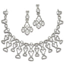 Rhodium-Plated Grey American Diamond Studded Quirky Design Necklace with Earrings Jewellery Set