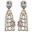 Rose Gold-Plated Gunmetal Toned White American Diamond studded Classic Drop Earrings