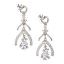 Rhodium-Plated White American Diamond studded Teardrop & Quirky Shaped Drop Earrings