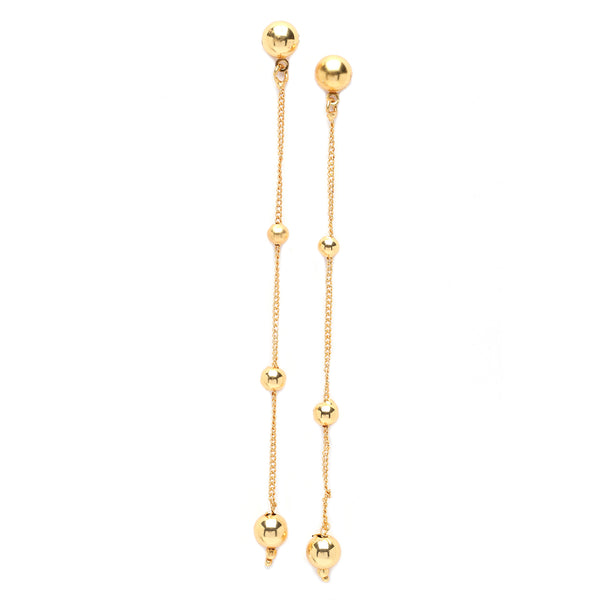 Gold-Toned Pearls Tasselled Classic Drop Earrings