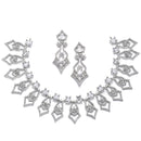 Rhodium-Plated White American Diamond Studded Tempted Necklace & Earrings Jewellery Set