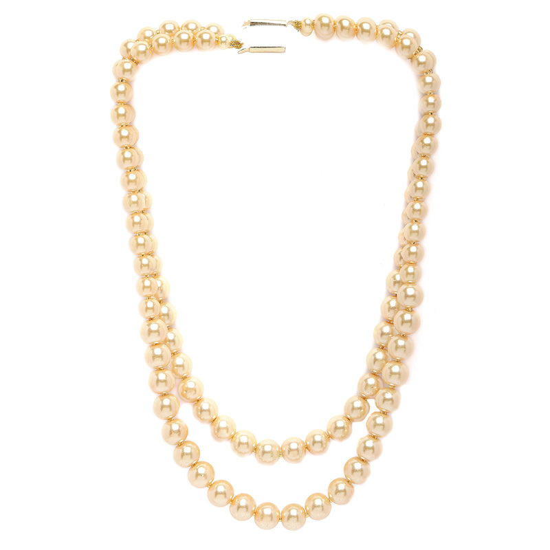 Gold-Plated Champagne Pearls Studded Layered Necklace