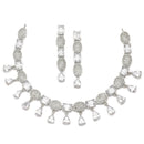 Rhodium-Plated White American Diamond Studded Intriguing Necklace & Earrings Jewellery Set
