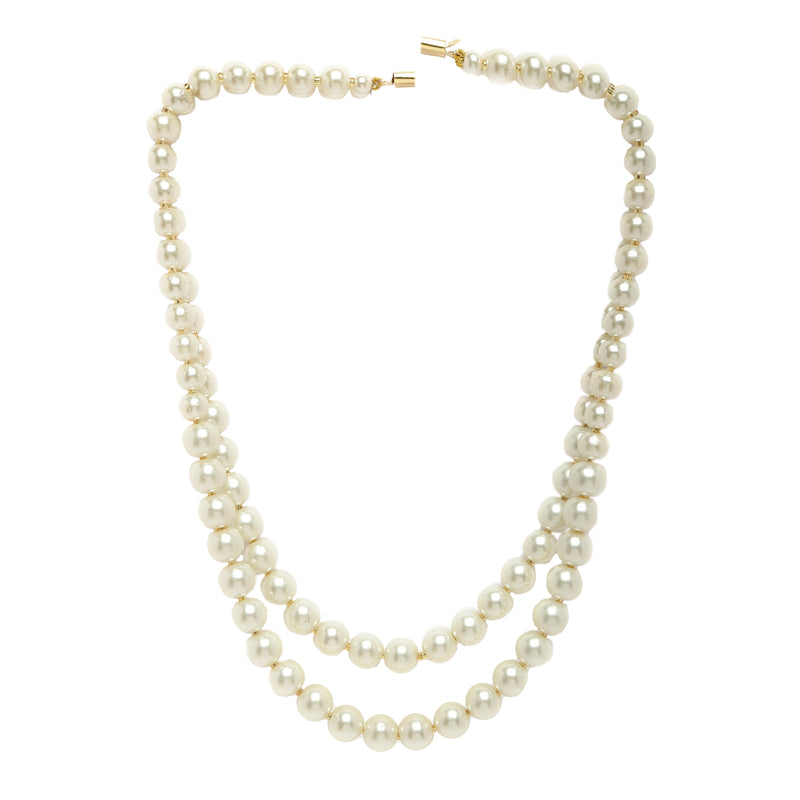Gold-Plated White Pearls Studded Layered Necklace