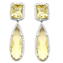 Rhodium-Plated Yellow & White American Diamond studded Teardrop Shaped Drop Earrings