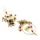 Gold-Plated Multi-Coloured Artificial Stones studded Circular Layered Drop Earrings