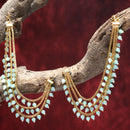 Gold-Plated Sea Green Pearls studded Ear Chains