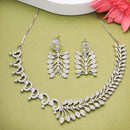 Rhodium Plated Silver Toned White American Diamond Studded Jewellery Set