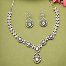 Rhodium Plated Silver Toned White American Diamond Jewellery Set