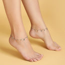 Rhodium Plated Silver Toned Heart White cubic Zirconia studded Charm Anklets